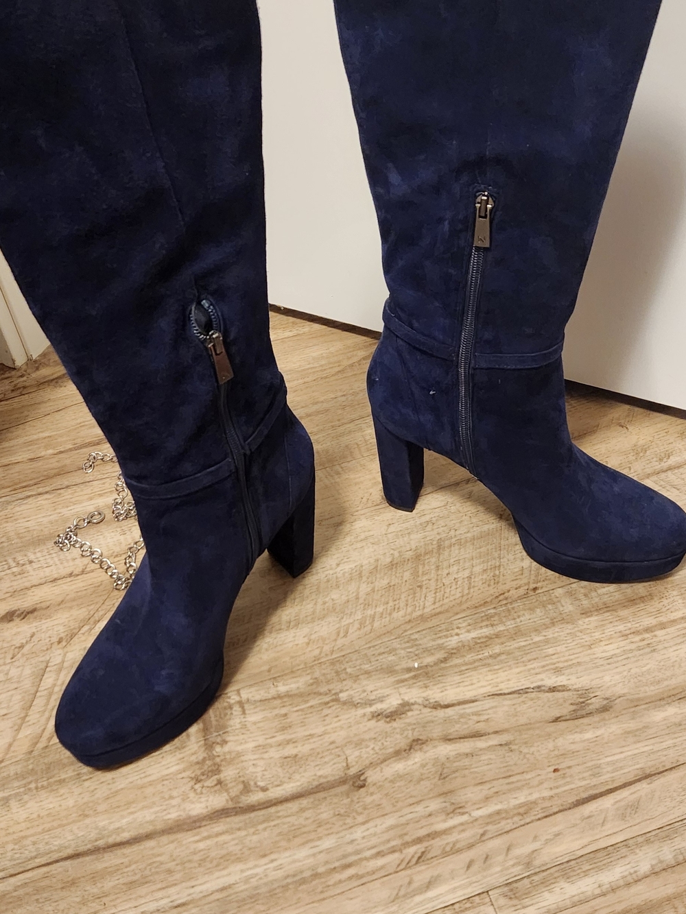 Naturalizer Platform Blue Suede Boots
